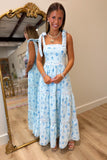 Garden Gathering Tie Midi Dress Blue