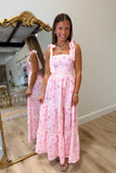 Garden Gathering Tie Midi Dress Pink
