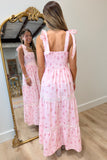 Garden Gathering Tie Midi Dress Pink