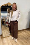 Cozy Contrast Sweater Brown Natural