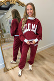 Lulu Mac Puff Mock Neck Sweatshirt Maroon White