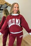 Lulu Mac Puff Mock Neck Sweatshirt Maroon White