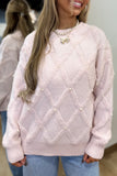 Soft Pearls Diamond Knit Sweater Pink