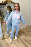 Lulu Mac Puff Mock Neck Sweatshirt Grey Light Pink
