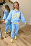 Lulu Mac Puff Mock Neck Sweatshirt Light Blue Butter