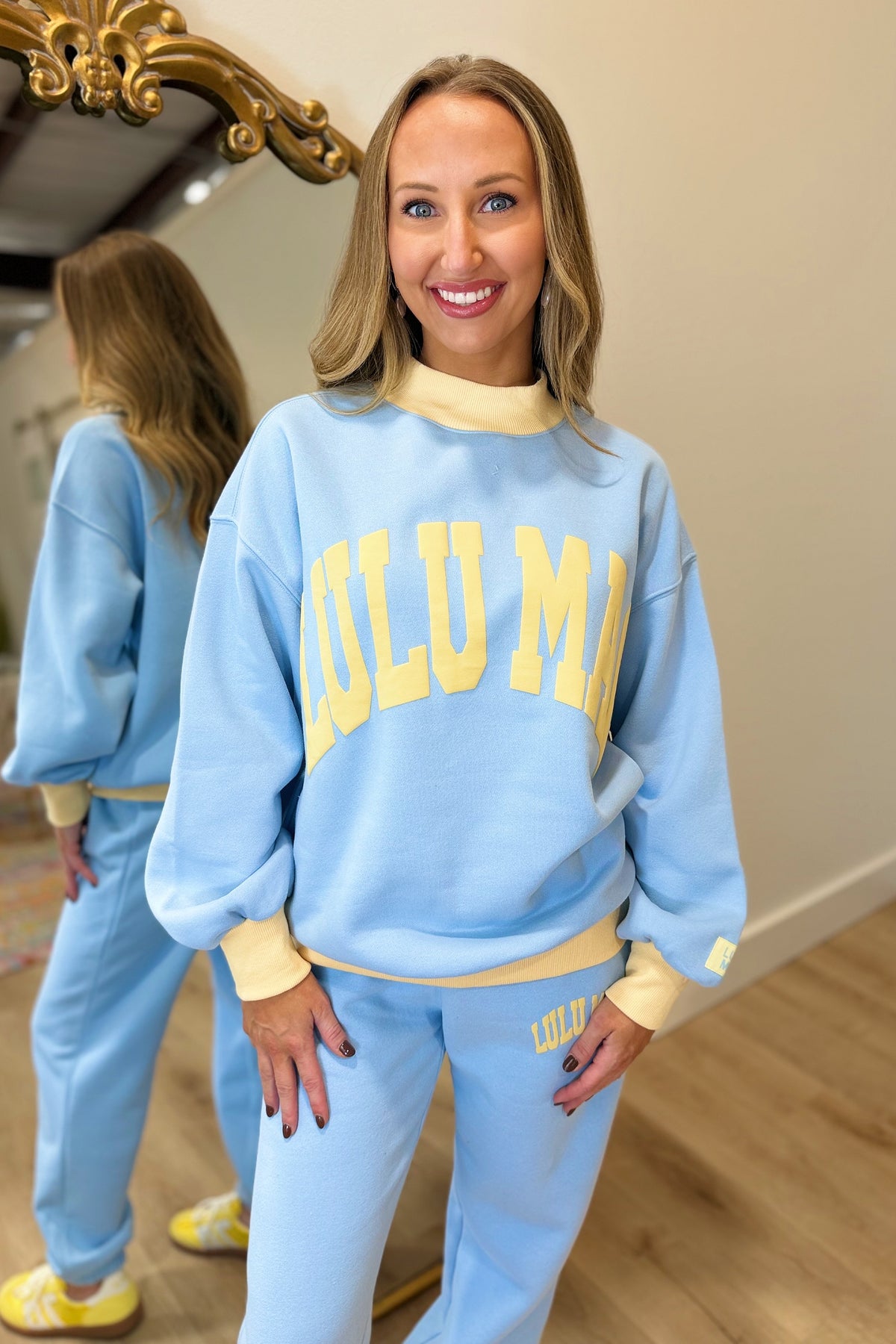 Lulu Mac Puff Mock Neck Sweatshirt Light Blue Butter