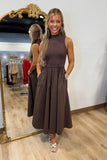 Elan Mock Neck Maxi Dress Cocoa