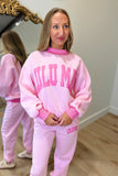 Lulu Mac Puff Mock Neck Sweatshirt Light Pink Bubblegum