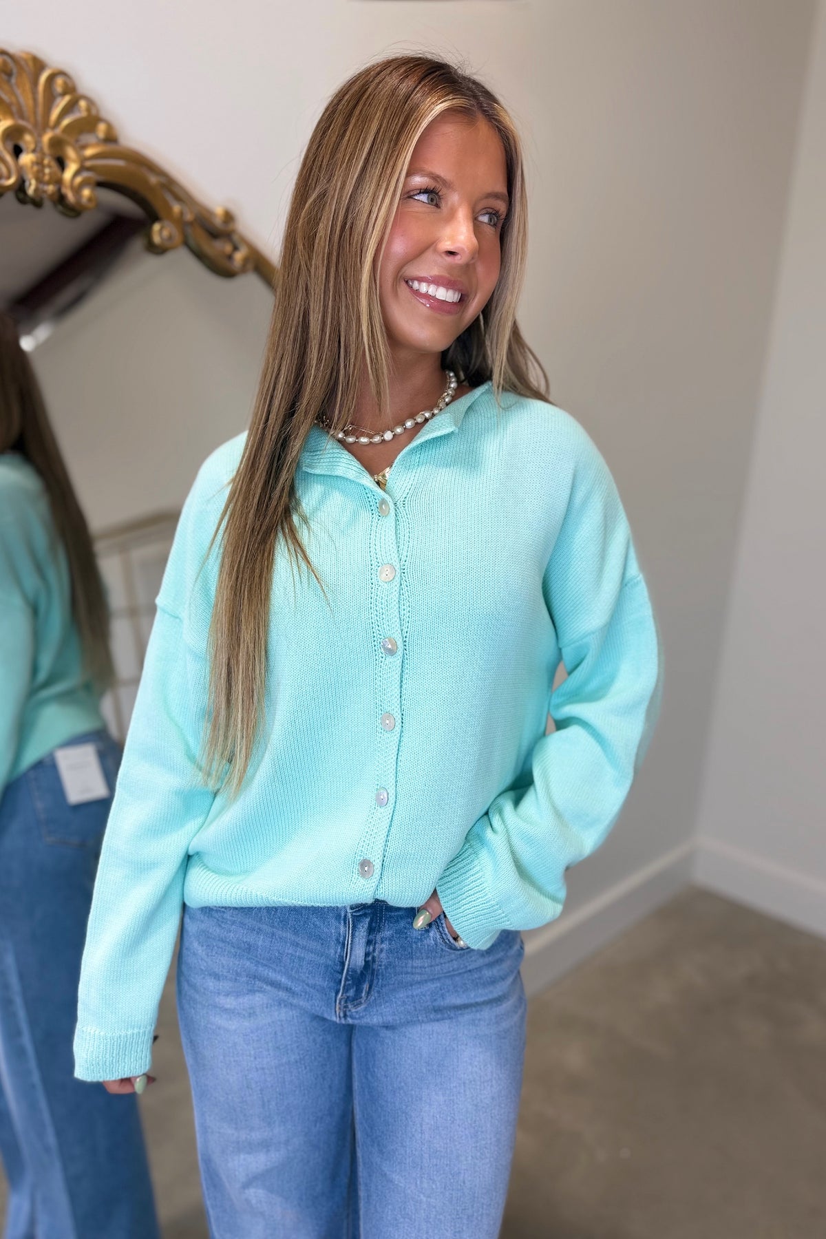 Cardigan Craze Sweater Mint