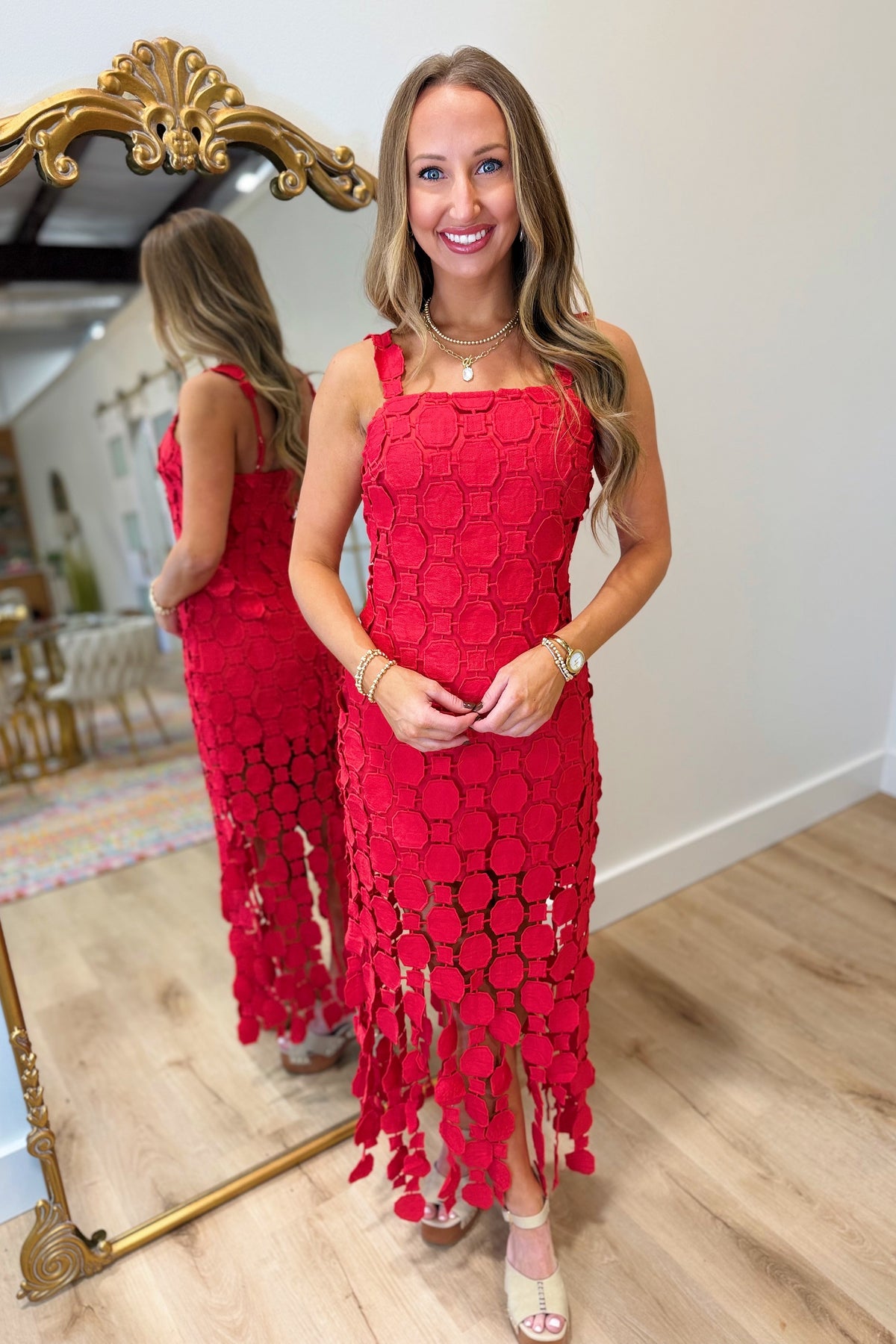 Feeling Fringe Dress Red