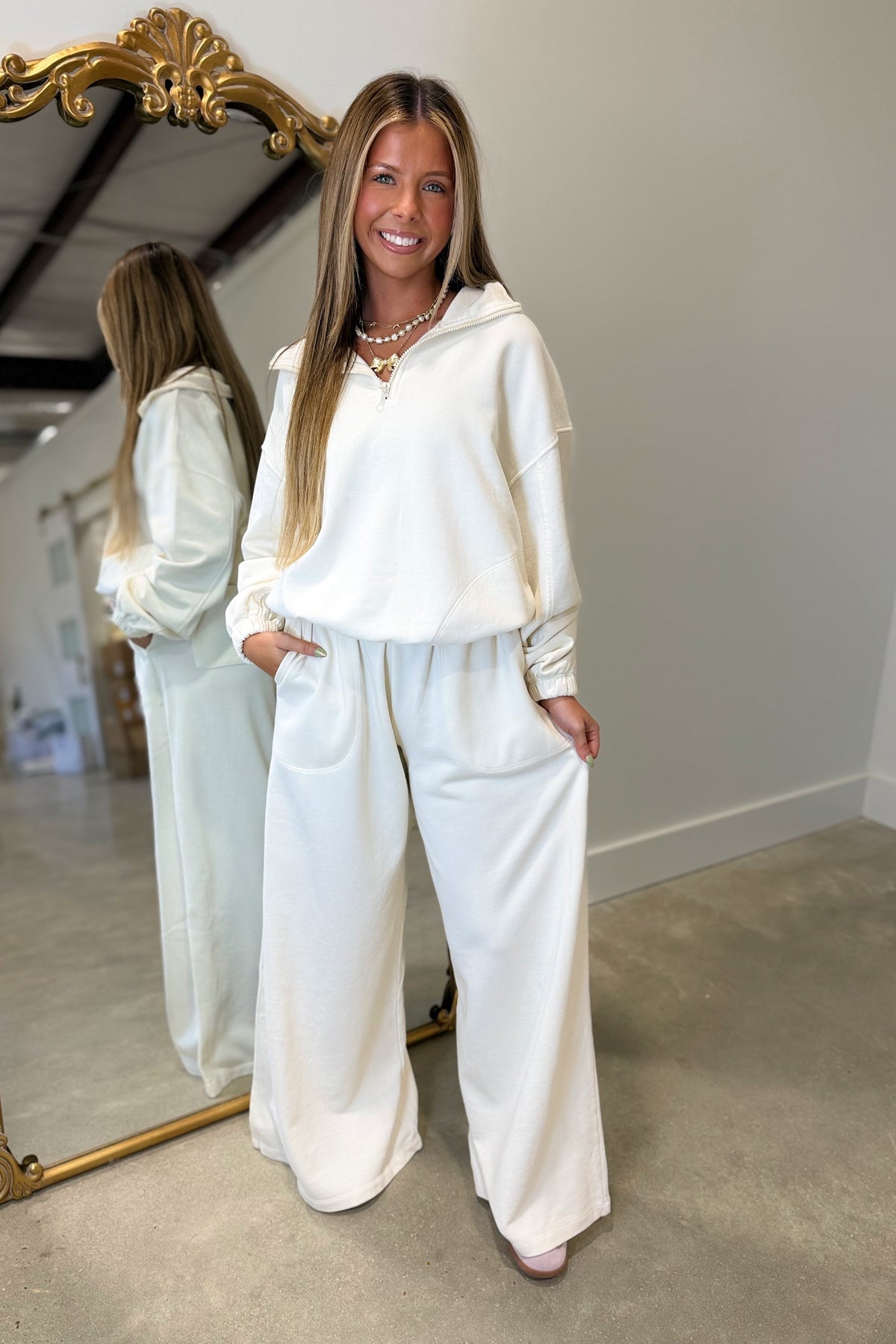 Cream Cloud Quarter Zip Set