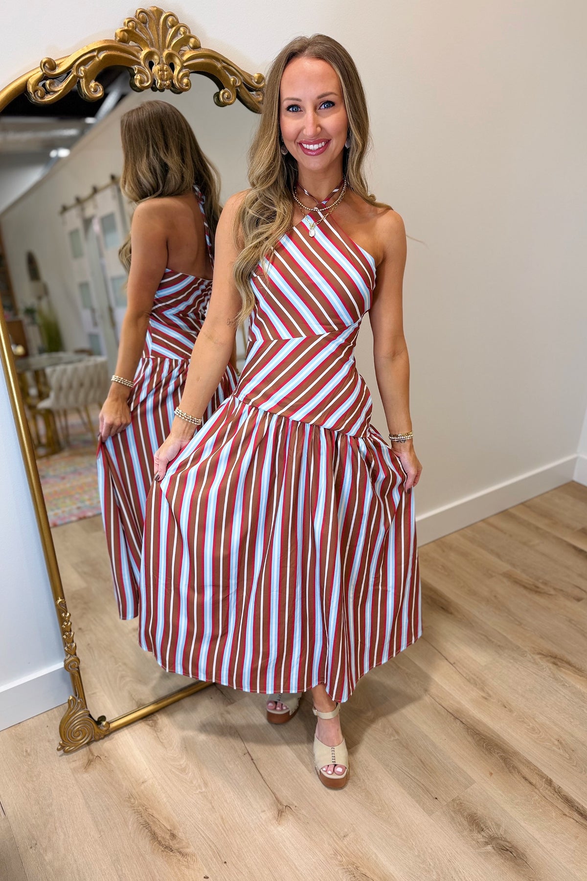 Better in Stripes Halter Dress