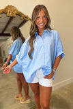 Dinner Down Town Oversized Top Blue