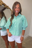 Augusta Stripe Blouse Green