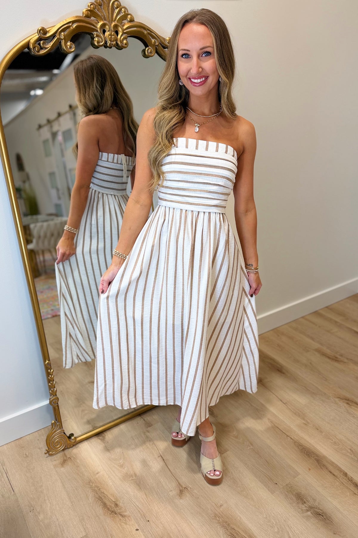 Natural Luxe Strapless Midi Dress
