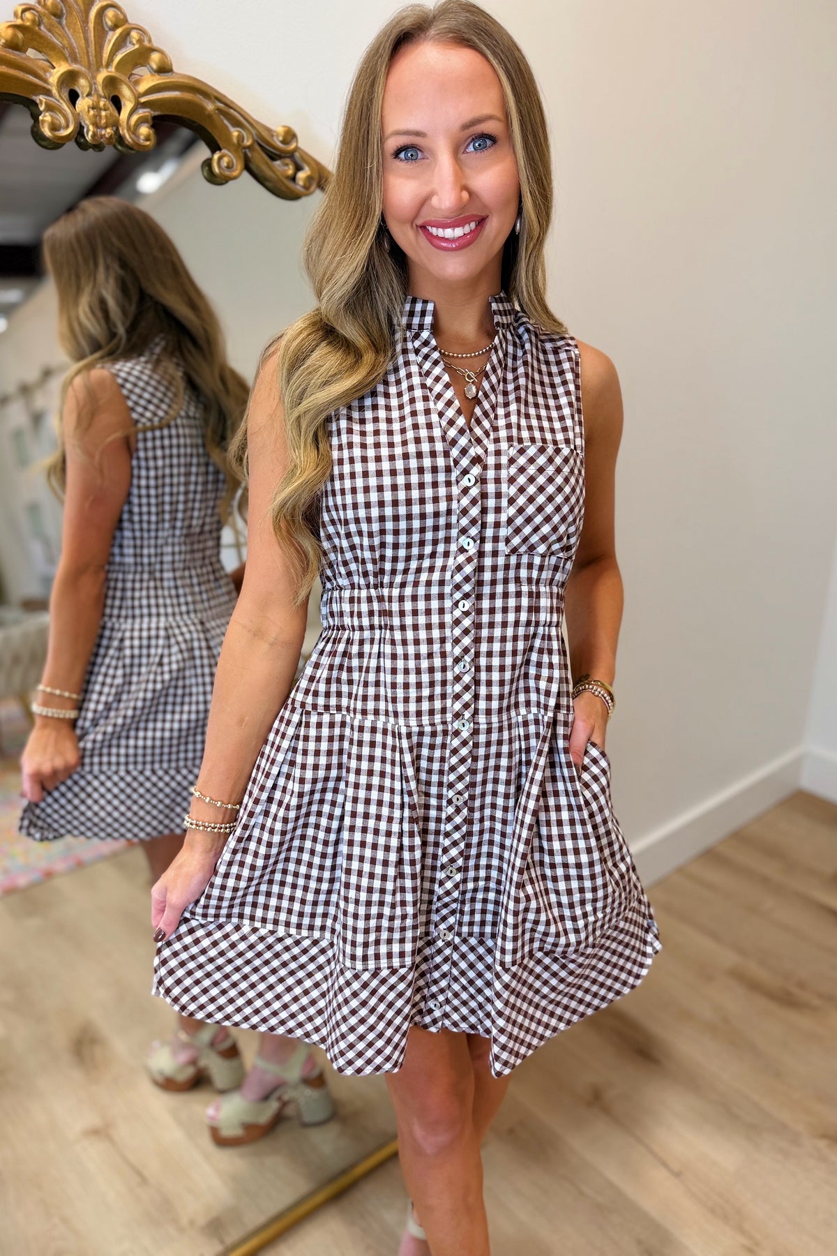 Apple Orchard Plaid Dress Brown