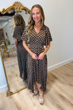 Go With the Flow Polka Dot Dress Brown