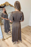 Go With the Flow Polka Dot Dress Brown