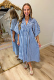 Umgee Harvest Special Dress Navy Plaid