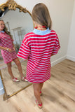 Together Forever Striped Mock Neck Dress Red