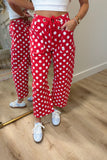 Minnie Polka Dot Drawstring Barrel Jeans Red