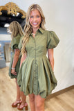 Brynn Bubble Dress Olive