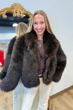 Elan Cropped Fur Coat Chocolate