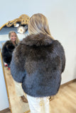 Elan Cropped Fur Coat Chocolate