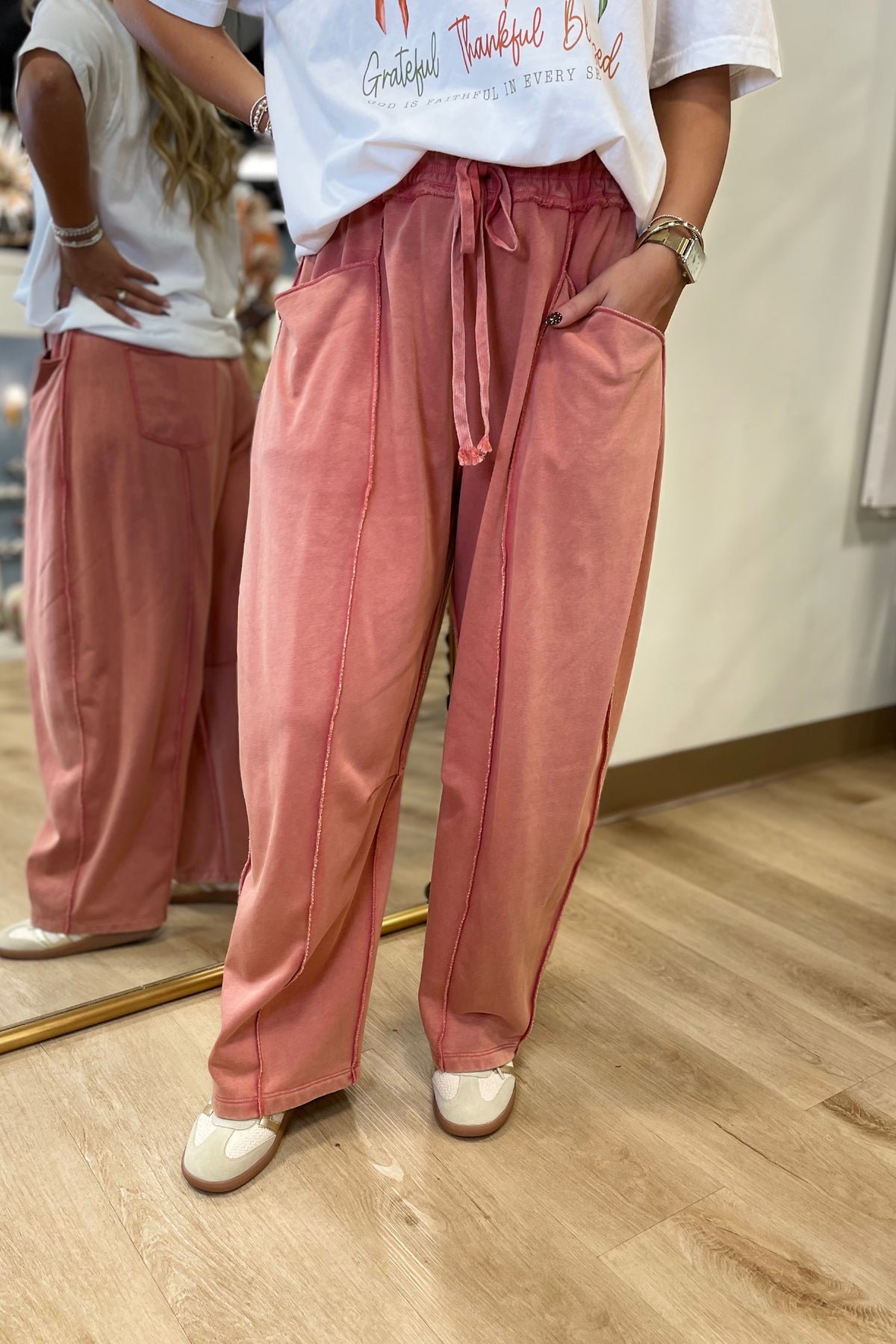 Tyler Mineral Wash Barrel Pants Rust