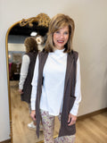 Charlie Zip Front Vest w Hood Mocha