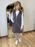 Charlie Zip Front Vest w Hood Mocha