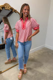 Fresh Start Striped Top Red