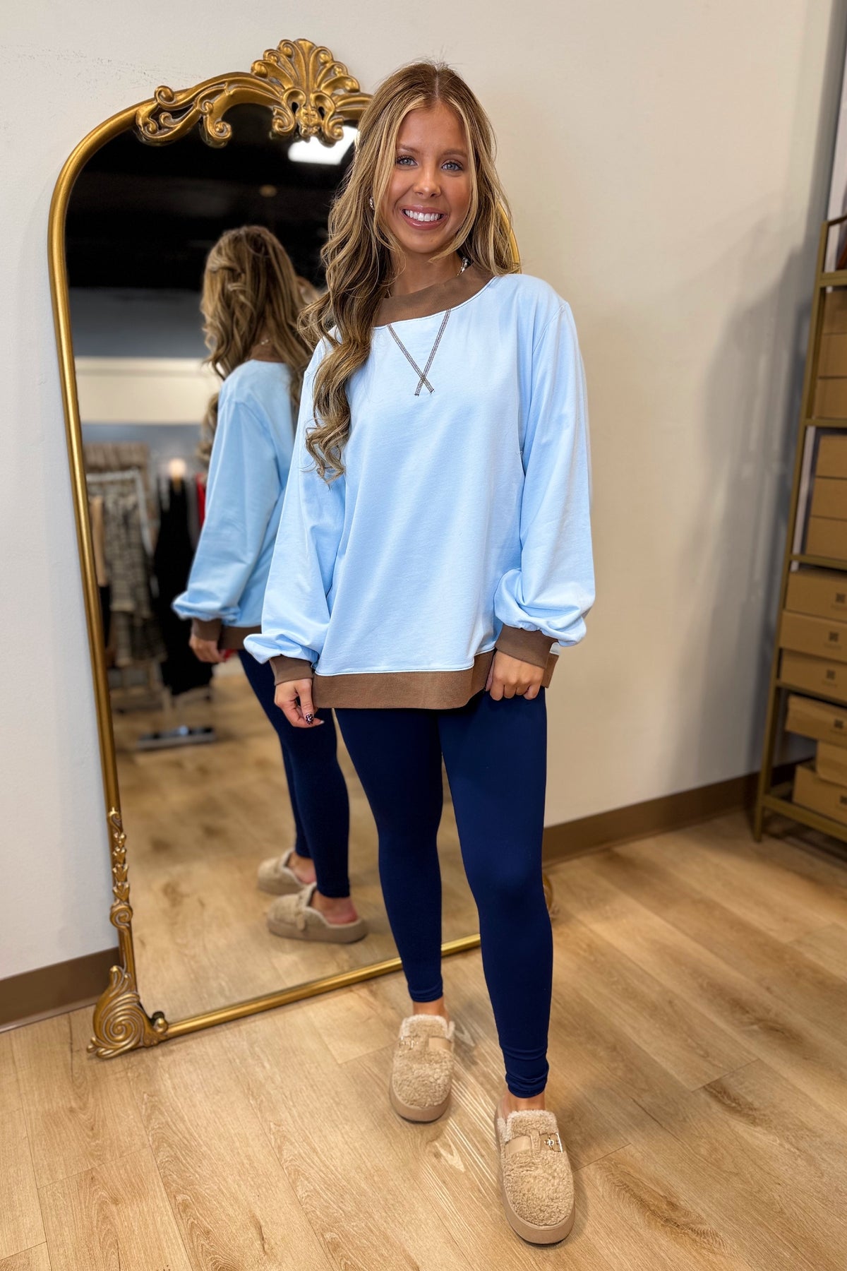 My Kind of Mock Neck Sweatshirt Blue