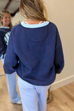 Lulu Mac Social Society Navy/Light Blue Stitch