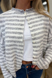 Striped Sensation Cardigan Sweater Heather Grey
