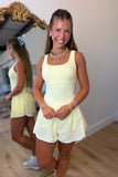 Prissy Pleat Athletic Romper Lemon