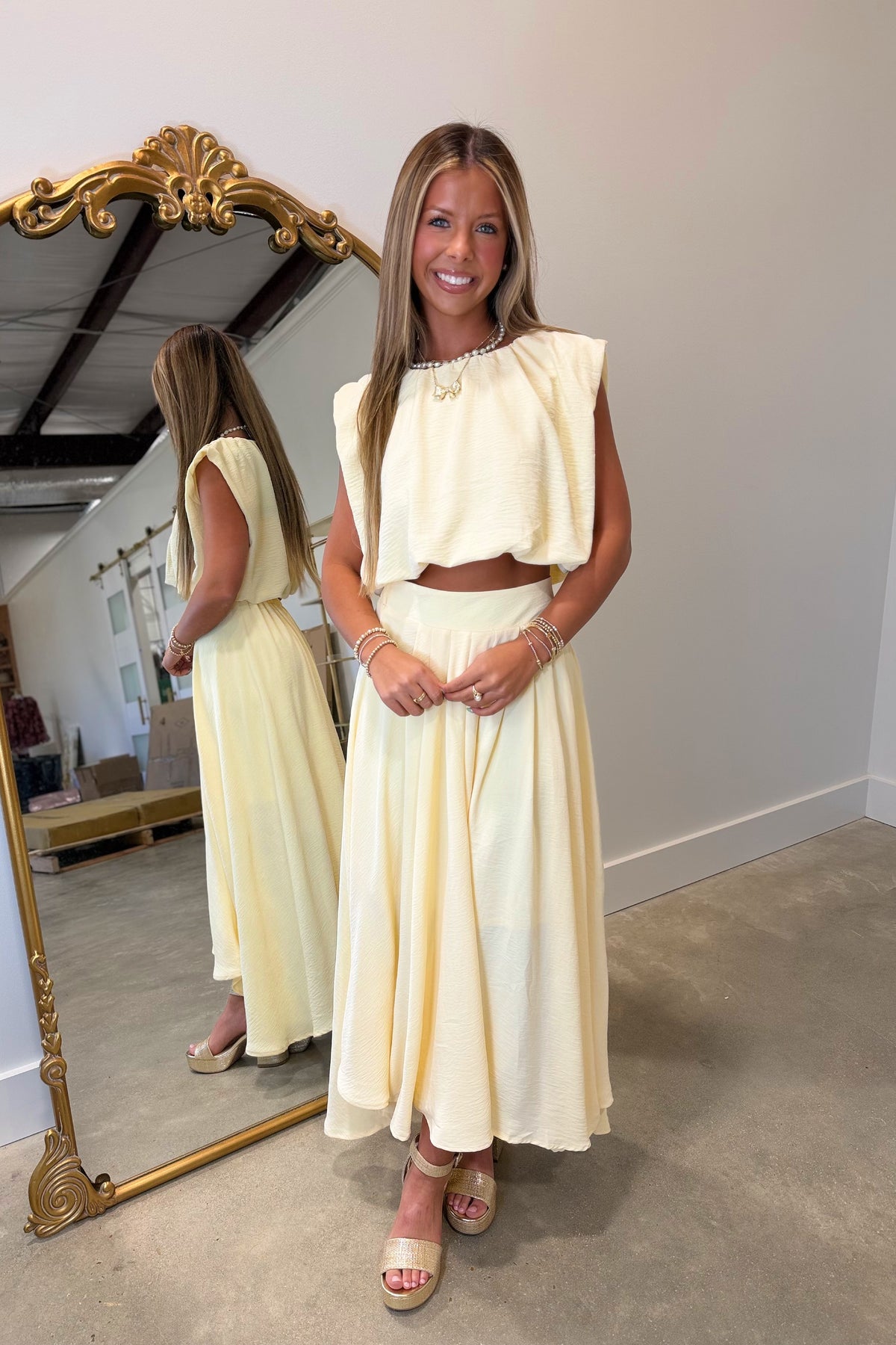 Spring Sweetheart Skirt Set Yellow
