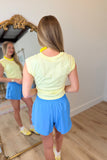Ruched Waist Sleeveless Cotton Top Yellow