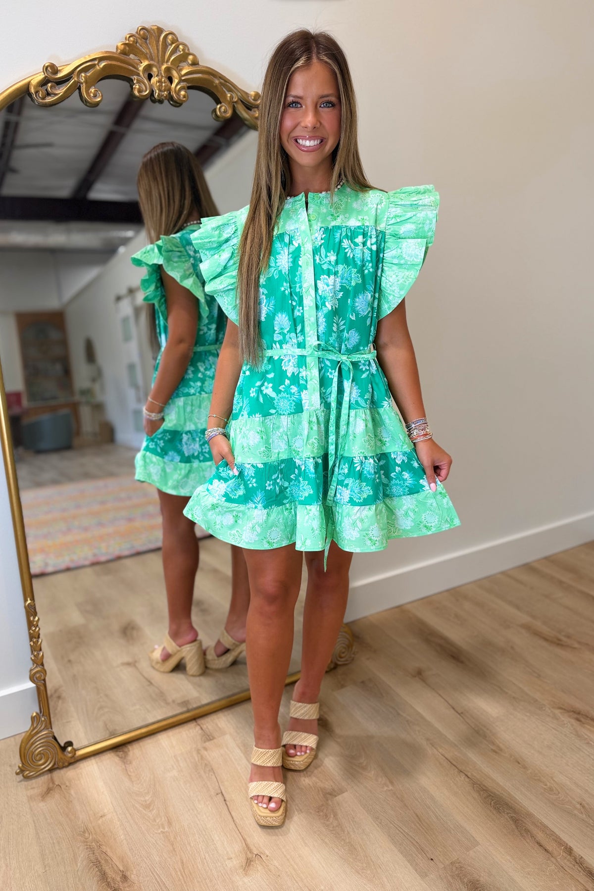 colorblock mini dress AKIRA Crochet All Day Colorblock Mini Dress