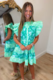 Garden of Greens Colorblock Mini Dress