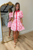 Blushberry Button Eyelet Mini Dress Red