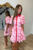 Blushberry Button Eyelet Mini Dress Red