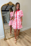 Blushberry Button Eyelet Mini Dress Red