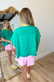 Dolman Sleeve Textured Knit Top Green