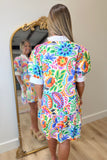 Fiesta Floral Puff Sleeve Dress
