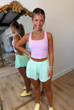 Nylon Butter Square Neck Cropped Tank Pink