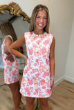Botanical Garden Button Twill Dress Coral