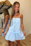 Eloise Eyelet Mini Dress Blue