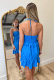 Summer Fun Halter Neck Dress Blue