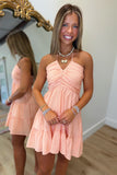 Halter Haven Gingham Dress Apricot